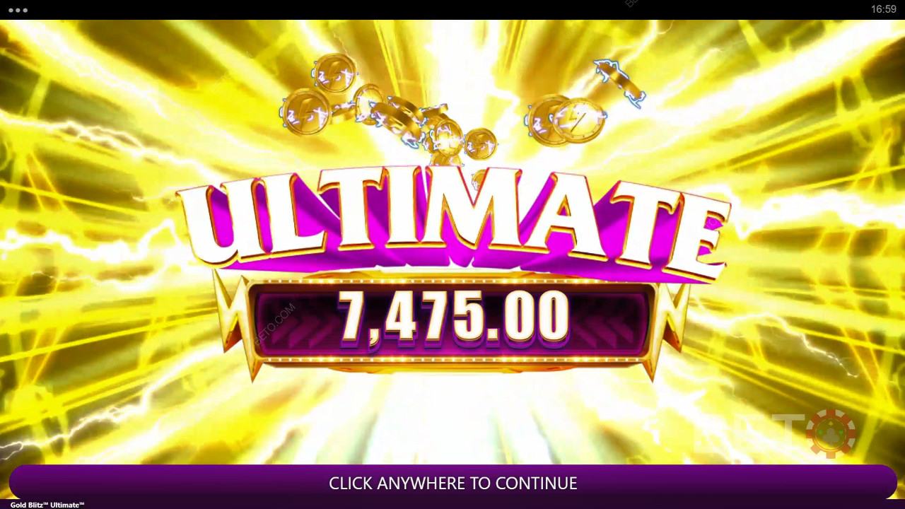 在 Gold Blitz Ultimate 老虎機中贏取 2,500 倍賭注！