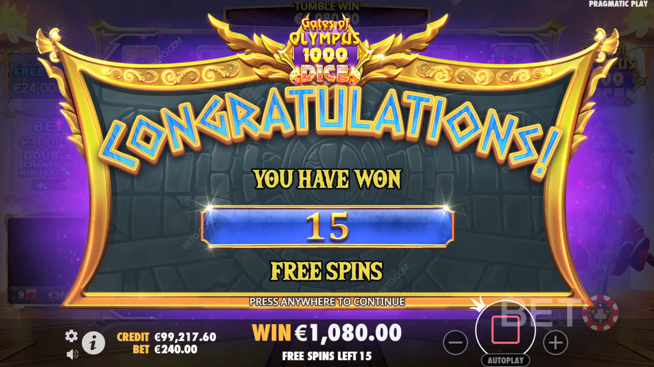 在Gates of Olympus中贏取 15,000 倍的賭注！