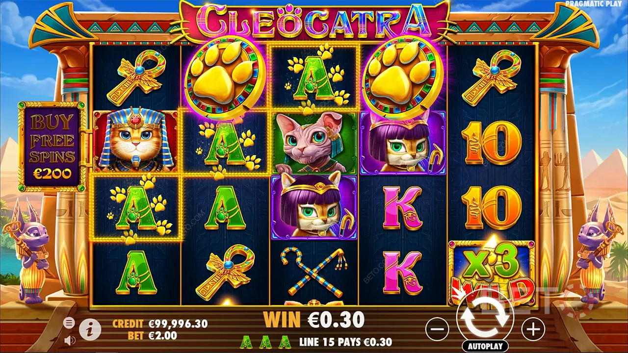 Cleocatra 視頻老虎機的遊戲玩法