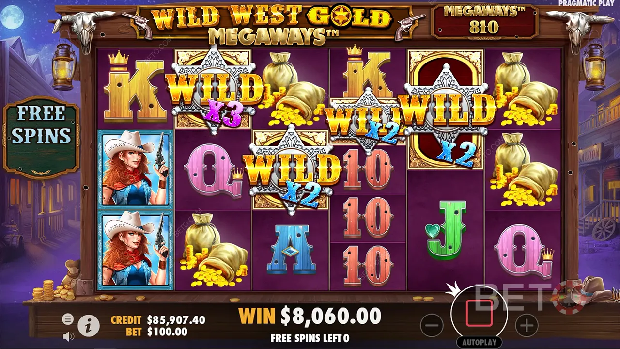 Wild West Gold Megaways 老虎機的遊戲玩法