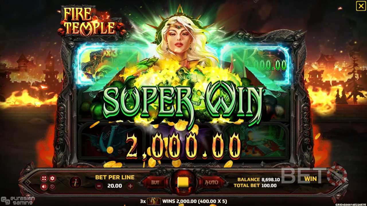 在「火焰神殿」線上老虎機遊戲中贏取 3000 倍投注額！
