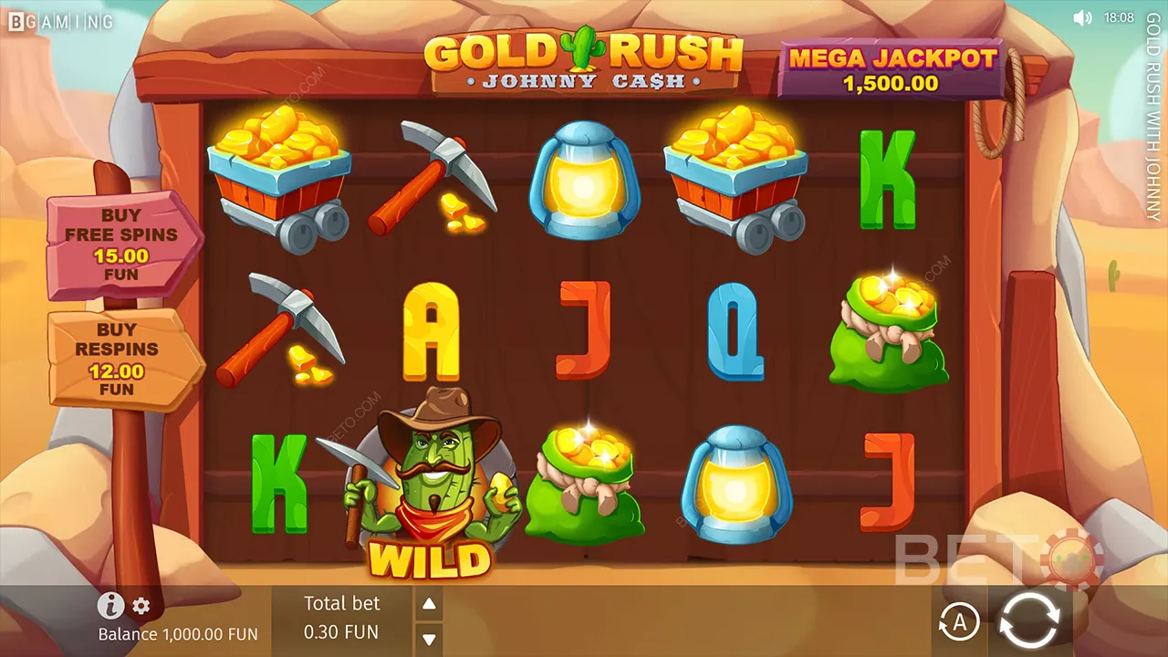 Gold Rush With Johnny Cash視頻老虎機的遊戲玩法