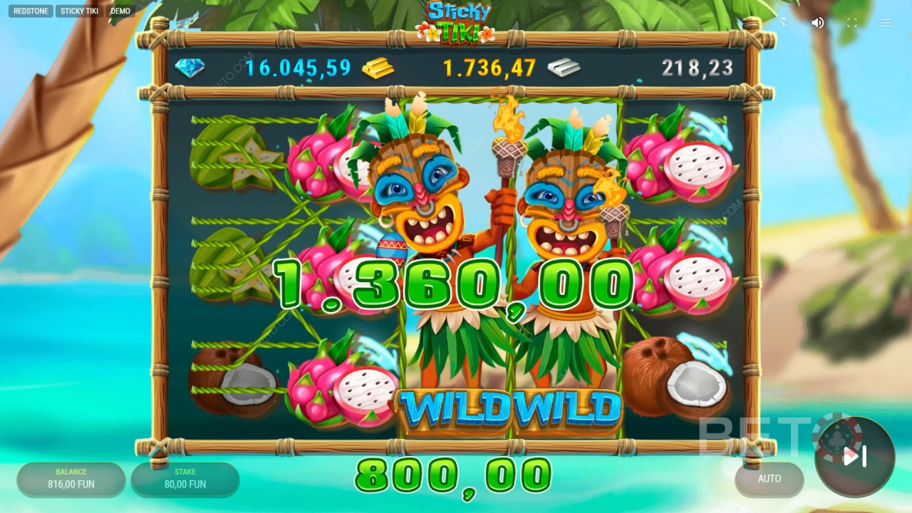 在 Sticky Tiki 老虎機遊戲中贏取 10,000 倍投注額！