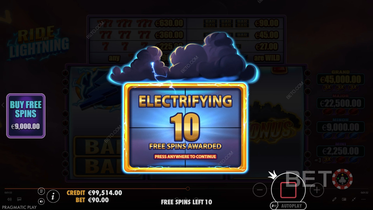 Pragmatic Play出品的《Ride the Lightning》中的獎勵功能詳解