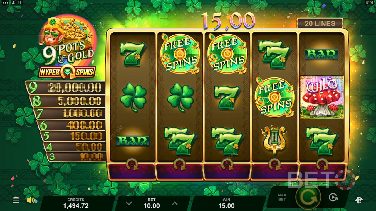 BETO 老虎機的9 Pots of Gold HyperSpins 評論