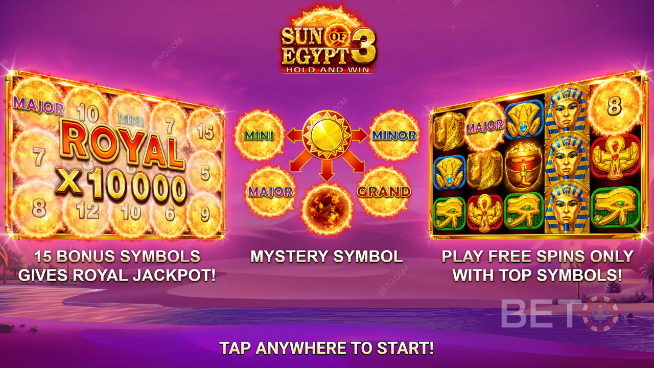 在 Sun of Egypt 3 Slot Online 中贏取 10,000 倍的賭注！