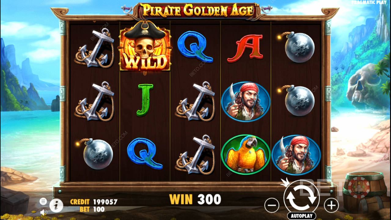 即使是常規支付符號也可以在海盜黃金時代老虎機中帶來巨額支付