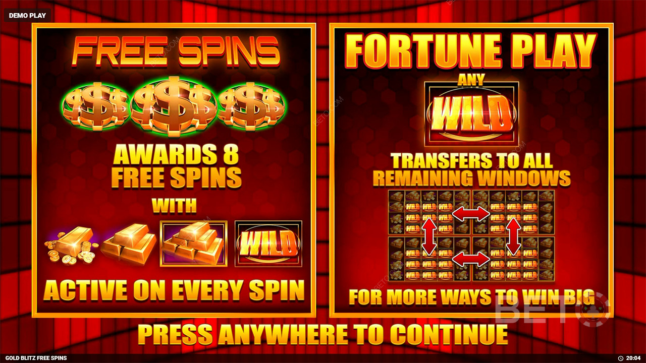 Blueprint解釋 Gold Blitz Free Spins 中的獎勵功能