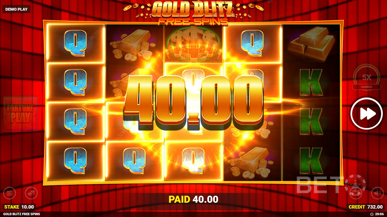 在 Gold Blitz 免費旋轉老虎機中贏得 50,000 倍賭注！