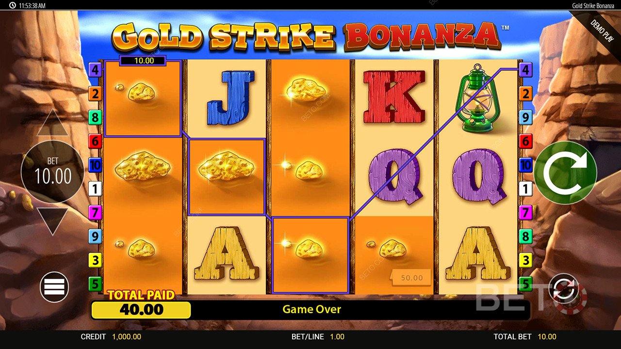 在 Gold Strike Bonanza Fortune Play 老虎機中贏取 2,500 倍賭注！